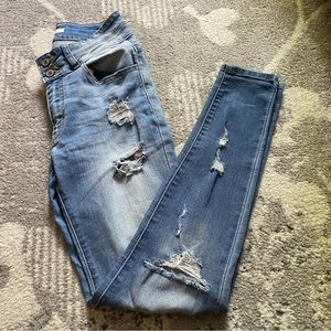Kancan Distressed Light Wash Skinny Jeans